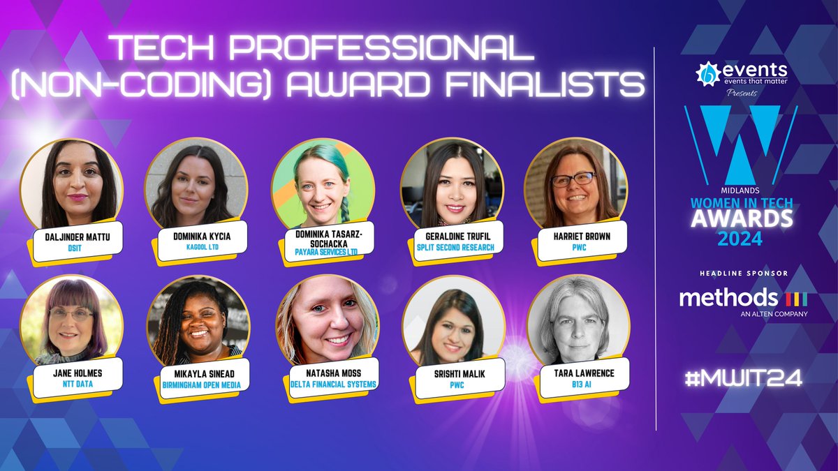 Women In Tech Awards (@witawards) on Twitter photo Best of luck to all our finalists tonight in the #TechProfessional category
#MWIT24
Support by <a href="/MethodsDigital/">Methods</a> <a href="/MyBCU/">Birmingham City University</a> <a href="/SCC_UK/">SCC</a> <a href="/NTTDATA/">NTT DATA (Official)</a> <a href="/NTT_DATA_UK/">NTT DATA UK</a> @beventspresents Best of luck to all our finalists tonight in the #TechProfessional category
#MWIT24
Support by <a href="/MethodsDigital/">Methods</a> <a href="/MyBCU/">Birmingham City University</a> <a href="/SCC_UK/">SCC</a> <a href="/NTTDATA/">NTT DATA (Official)</a> <a href="/NTT_DATA_UK/">NTT DATA UK</a> @beventspresents