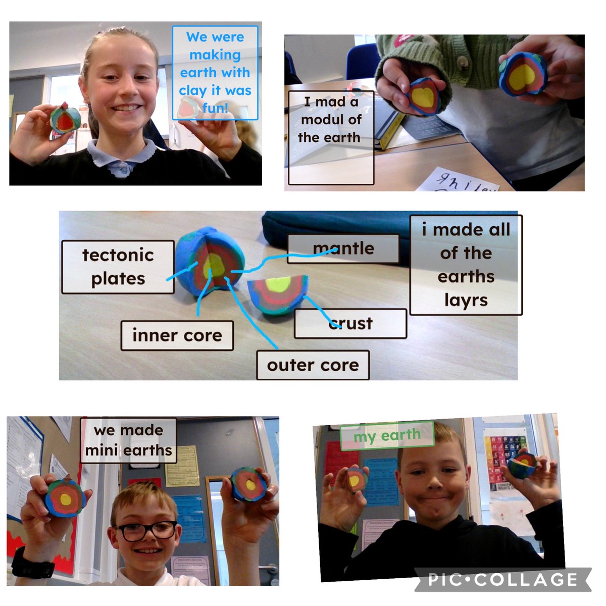 This week we cut into our mini earths to remind ourselves of the earths structur.  Excellent recording by JM to show what she has learned.