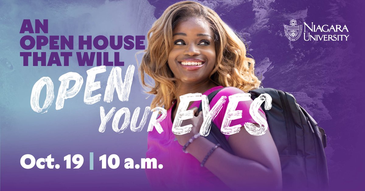 Let your eyes be opened to opportunity! 🦅

We invite you to find your wings and explore Niagara University on Oct. 19, at 10 a.m. during our Fall Open House! 

Register here: bit.ly/3ZXU4Ns