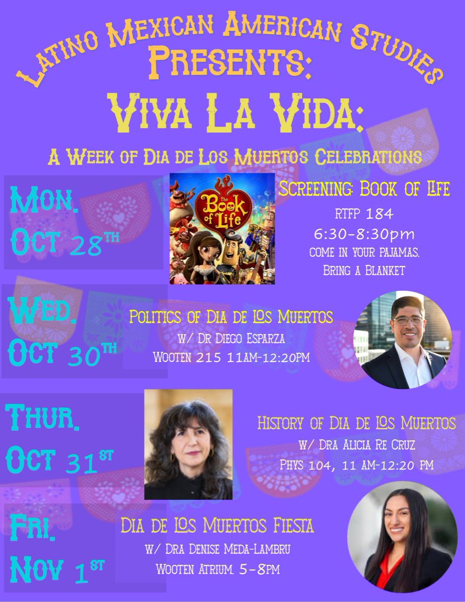 UntLmas's tweet photo. Next week is packed with exciting events from Latin Mexican American Studies (LMAS)! ✨ Be sure to join us for insightful talks, cultural showcases, and more. Let’s celebrate and explore together! 🙌 Stay tuned for details. #LMAS #LatinxStudies #UNT #LatineCulture https://t.co/uymzL25NAa