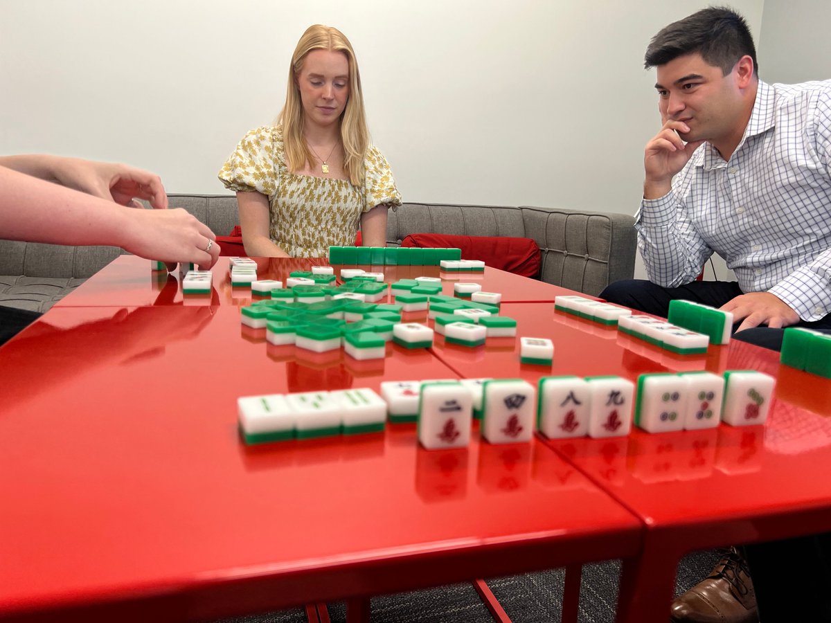 The Summer Bucket of Fun may be behind us, but that doesn't mean the fun has to be! Our Arketians got together for a lunchtime Mahjong session as our resident expert <a href="/Grant/">@grantzero@mstdn.ca</a> Tucker schooled us on the basics. 

#SBoF #onlyarketi #