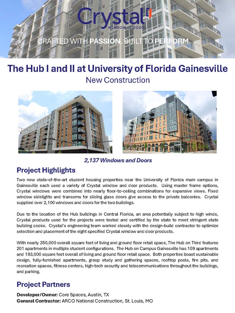 DoorCrystal's tweet image. Crystal supplied over 2,100 new energy efficient aluminum windows and doors for The Hub on Third and The Hub on Campus Gainesville in Florida!

Click the link in our bio to find out more and book a design consultation today!📲

#CrystalWindows