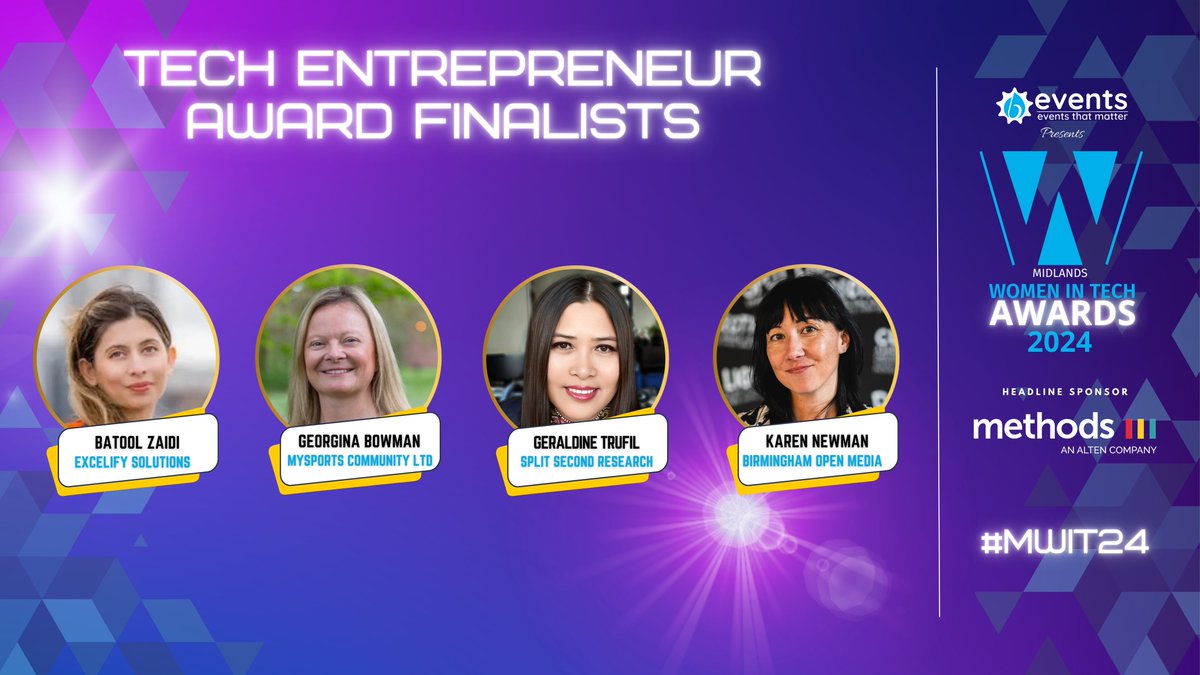 Women In Tech Awards (@witawards) on Twitter photo Best of luck to all our finalists tonight in the #Tech #Entrepreneur category
#MWIT24
Support by <a href="/MethodsDigital/">Methods</a> <a href="/MyBCU/">Birmingham City University</a> <a href="/SCC_UK/">SCC</a> <a href="/NTTDATA/">NTT DATA (Official)</a> <a href="/NTT_DATA_UK/">NTT DATA UK</a> @beventspresents Best of luck to all our finalists tonight in the #Tech #Entrepreneur category
#MWIT24
Support by <a href="/MethodsDigital/">Methods</a> <a href="/MyBCU/">Birmingham City University</a> <a href="/SCC_UK/">SCC</a> <a href="/NTTDATA/">NTT DATA (Official)</a> <a href="/NTT_DATA_UK/">NTT DATA UK</a> @beventspresents