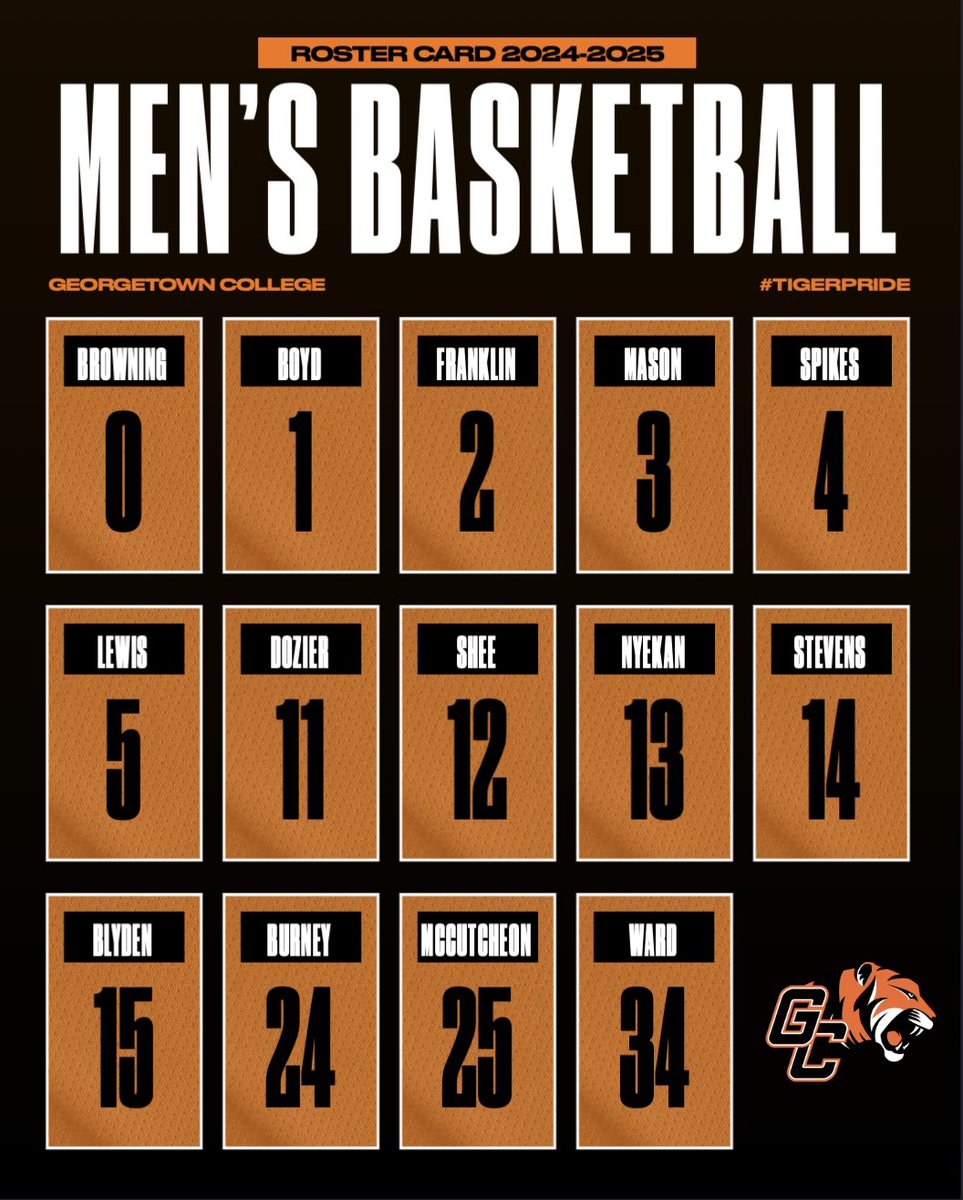 With it officially being October, here’s a look at our 2024-2025 Georgetown Tigers Men’s Basketball roster! Its almost time ⏳ #TigerPride🐅