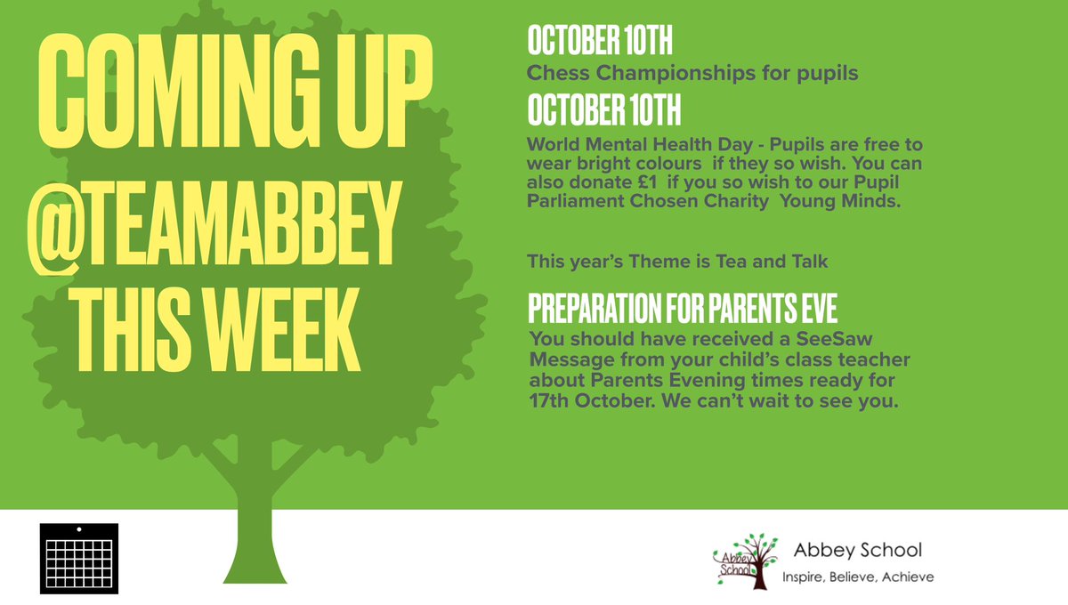 AbbeyLearning's tweet photo. Coming up Week Commencing 7th October at #teamabbey https://t.co/P9UOPpNzg0