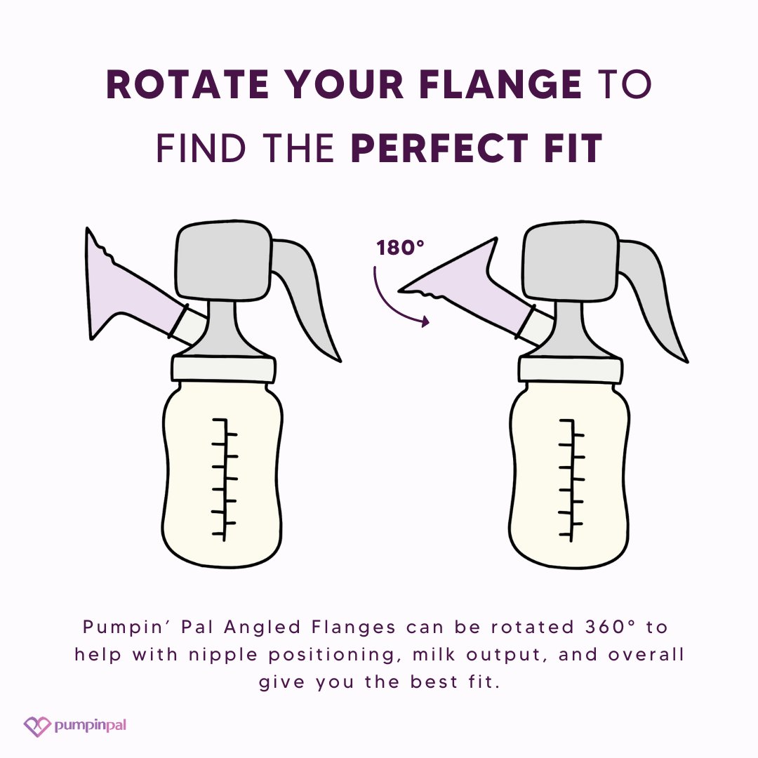 PumpinPal's tweet photo. Sometimes pumping moms think the flange isnt working for them, but then they rotate the flange and voila! It's the perfect 'aha' moment when it works for you!

Rotating the flange upside down can help a mom with a larger chest gain a little extra support from the flange. https://t.co/hYn1OpXzmh