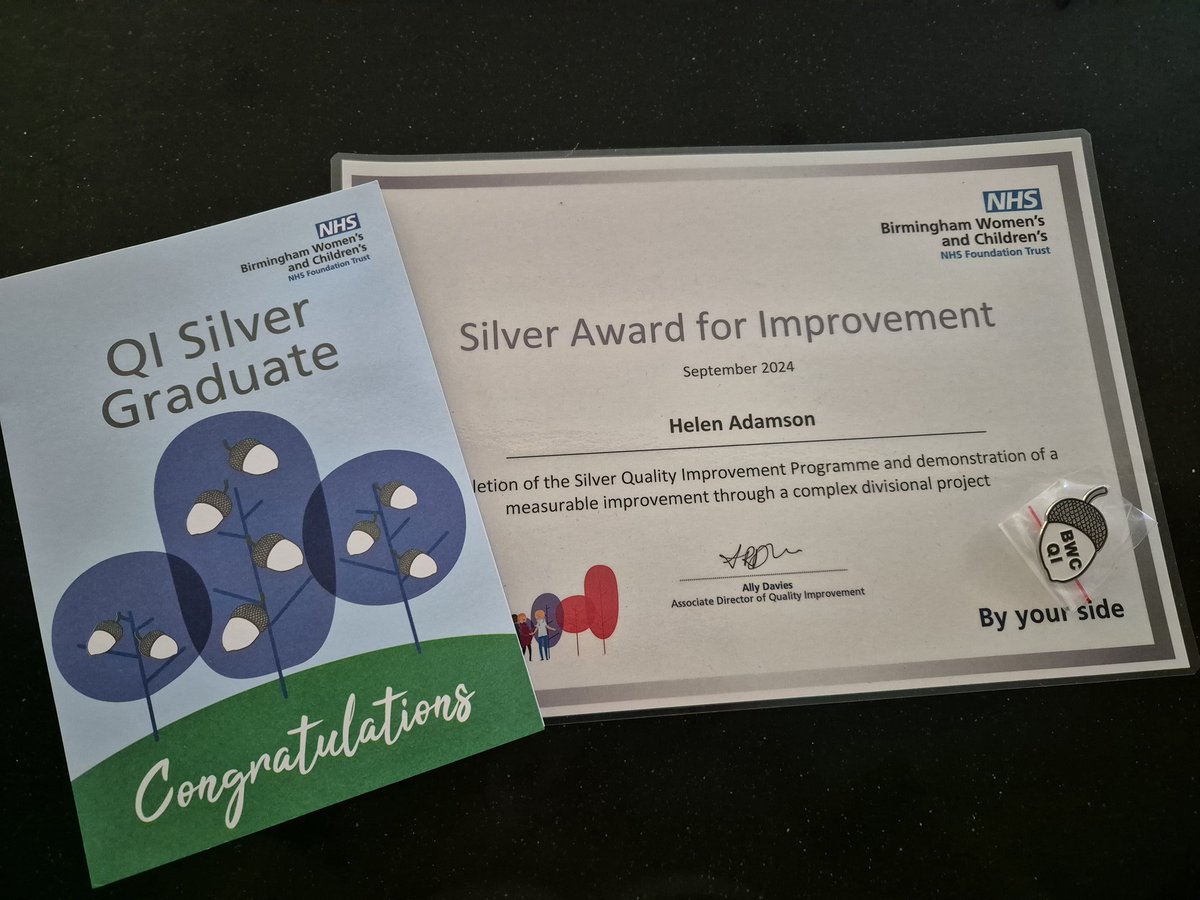 HelenBM85's tweet photo. A huge thank you to the QI Team, @BethMillman2303, @martinbryher,  @stephclarke21 and the @BCHPhysio team for helping me achieve my silver acorn with the OOH training project! #QIproject #silveracorn #QIgraduate @BWC_NHS @Transform_Team_ https://t.co/14H92CyeGK