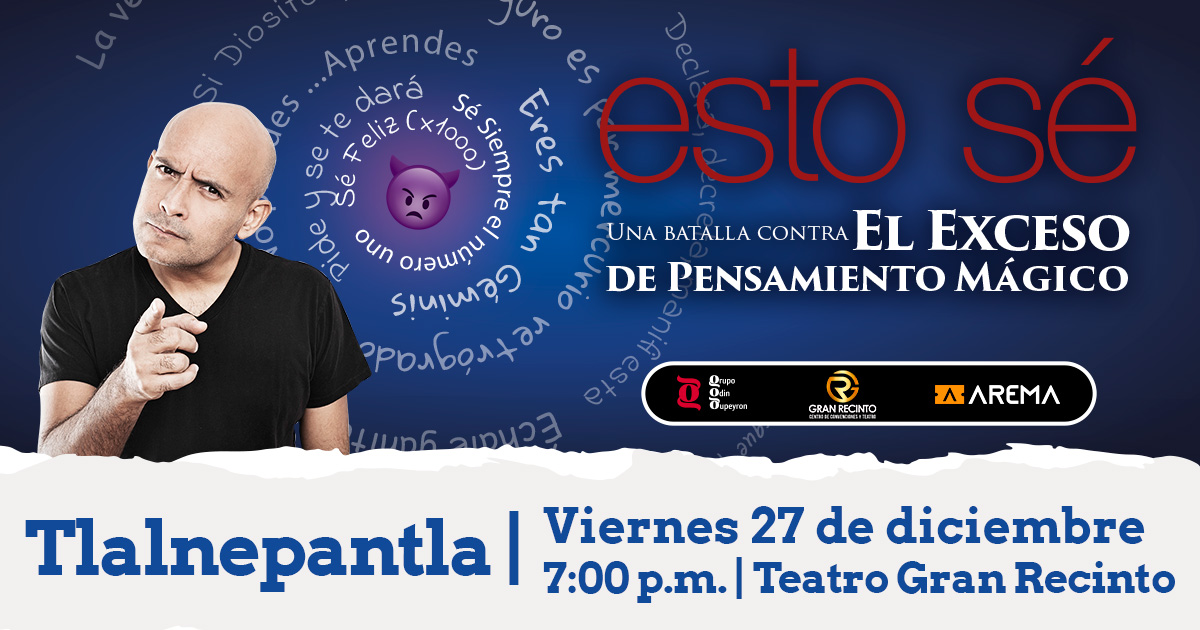 GpoOdinDupeyron's tweet photo. 🚨¡𝐁𝐨𝐥𝐞𝐭𝐨𝐬 𝐚 𝐥𝐚 𝐯𝐞𝐧𝐭𝐚!🚨
𝙀𝙨𝙩𝙤 𝙨é 🤷♂️ un espectáculo de comedia donde @Odin_Dupeyron lucha contra el #EPMP (Exceso de Pensamiento Mágico P3nd#h@)
Disfruta de este show el viernes 27 de diciembre a las 7:00 p.m. en el Teatro Gran Recinto
Entradas disponibles 🎫 https://t.co/P9hXtVCdLA