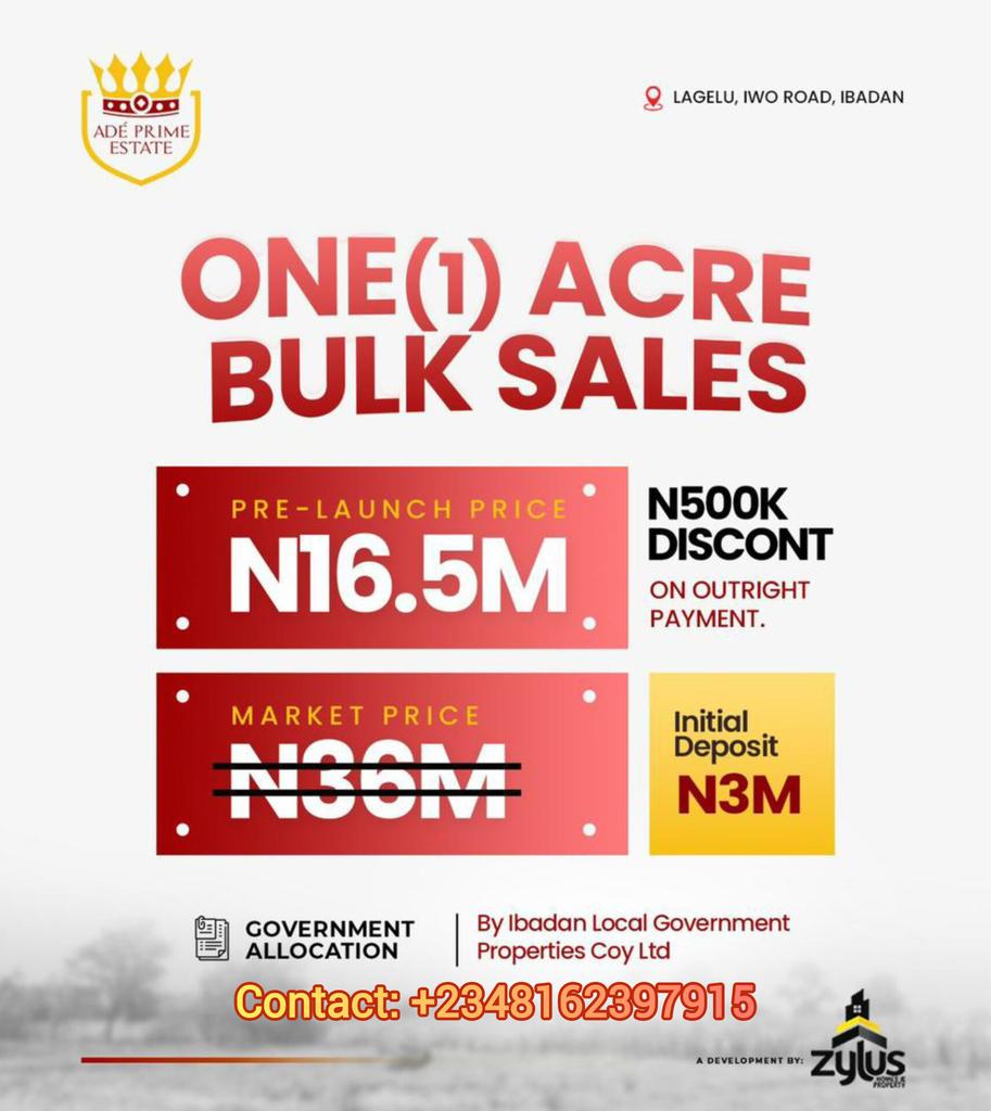BengaProperties's tweet photo. *INTRODUCING ADÉ PRIME ESTATE, LAGELU IBADAN* 
    _*…Your doorway to Regal Living*_
Welcome to the jewel of smart living  *Adé Prime Estate* - where you enjoy the Royal treatment only you deserve in the vibrant city of Lagelu, Iwo Road Ibadan. 

_*. https://t.co/BsX7F4kWbq