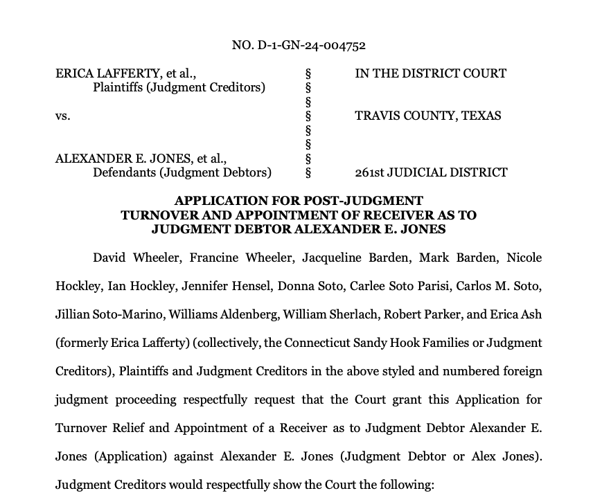 realchasegeiser's tweet photo. 🚨BREAKING: The War on Alex Jones Just Reached Another Level of Depravity As Plaintiffs File To Make Jones The Property of A Receiver To Seize All Future Earnings

In a courtroom battle that feels more like a drawn-out political vendetta than a quest for justice, Alex Jones is facing the final assault in a war waged against him by the establishment. 

In a recent development, judgment creditors, primarily comprised of families involved in the Sandy Hook lawsuits, have escalated their legal siege. 

Their aim? 

To squeeze every last dollar from a man already financially and publicly devastated. And in this war, the courts have become the battleground, with a $1.4 billion hammer poised to strike not just Alex Jones but the principles of free speech and fairness.

The Sandy Hook lawsuits against Jones have already led to a staggering $1.4 billion judgment—an amount so astronomical it’s absurd. 

Now, the plaintiffs have filed an Application for Post-Judgment Turnover and Appointment of Receiver, which essentially calls for the complete dismantling of Jones' financial future. 

If granted, the court would appoint a receiver to hunt down, confiscate, and liquidate whatever remaining assets Alex Jones has outside of the Chapter 7 bankruptcy estate. 

Think about that: Jones is already bankrupt, and yet the plaintiffs are unrelenting, going after every non-exempt asset, including anything he might earn in the future….

Let’s not mince words: this isn’t just about punishing Jones for defamation, it’s about silencing and financially annihilating a figure the establishment despises. 

Sure, Jones made inflammatory statements, but his punishment far exceeds the bounds of rational justice. 

$1.4 billion? For words? 

It’s a number meant to send a chilling message to any other media figures who might dare challenge mainstream narratives.

By seeking to appoint a receiver to take control of his assets, they are essentially asking the court to put Jones into permanent financial receivership, making him a slave to the court for the rest of his life. 

This level of control—seizing everything from post-bankruptcy earnings to any future contracts—is not just legally extreme, it’s Orwellian.

Think about what this means: they’re not only stripping Jones of his current wealth but also his future livelihood. 

It doesn’t matter what he does going forward, because any income, investments, or business ventures will be subject to seizure. 

In a free society, should we really be okay with bankrupting someone forever based on controversial opinions, no matter how distasteful?

Let’s talk about how this legal process is being used as a weapon. In 2022, Alex Jones filed for Chapter 11 bankruptcy—a move intended to give him some breathing room from the astronomical judgment hanging over his head. 

Yet, the plaintiffs, unsatisfied with mere bankruptcy, pushed until his case was converted to Chapter 7, meaning his assets would be liquidated​. Even so, this wasn’t enough. 

The recent filing shows their desire to control anything Jones acquires post-bankruptcy, as if they won’t rest until he’s penniless and mute.

Imagine you were Jones. Your company, Free Speech Systems, is already under the control of a bankruptcy trustee. 

Now, you’re looking at the possibility that anything you earn post-bankruptcy will also be confiscated. 

They’re not just punishing Jones for past transgressions—they’re ensuring that he can’t even make a living moving forward. What kind of system uses financial ruin as a means to silence someone indefinitely?

The audacity of these filings should concern everyone, not just Jones’ supporters. 

This isn’t about one man anymore. It’s about setting a precedent that says if you speak out in ways that cross certain lines, they won’t just come for your reputation, they’ll come for everything you own—and anything you might own in the future.

Let’s be clear: free speech is messy. It sometimes results in statements that are offensive, hurtful, or outright wrong. 

But in a democratic society, we must safeguard the space for dissenting voices, even those we find distasteful. 

The kind of financial warfare being waged against Jones under the guise of justice sets a dangerous precedent where the courts are used not as instruments of fair judgment but as tools for political and financial annihilation.

If this level of financial punishment becomes the new normal for controversial speech, who’s next? Today it’s Jones. 

Tomorrow it could be anyone with a platform and a contrarian view. 

The plaintiffs are asking the courts to ensure that Jones’ assets, including any income he makes from any future work, can be seized. 

Is that how justice is supposed to work? Is there no room for someone to rebuild, to move forward, to try and right their wrongs?

This is beyond punishment. This is annihilation. They’re making sure Jones will never have the chance to recover, financially or otherwise. 

And when we allow this to happen to one person, we open the door for it to happen to anyone who says the wrong thing or challenges the wrong people.

In the end, it’s not just Alex Jones who stands to lose—it’s all of us. 

Because in a system where punishment is limitless, where the law is used to strip a person of not just their wealth but their ability to ever recover, we’re all at risk of becoming the next target. 

We may not like what Alex Jones says, but we should all be terrified of the consequences of letting this kind of overreach stand.

This isn’t about defamation anymore. It’s about destroying a man’s life for daring to speak, and that should scare us all because they aren’t just after him; they’re after all of us.