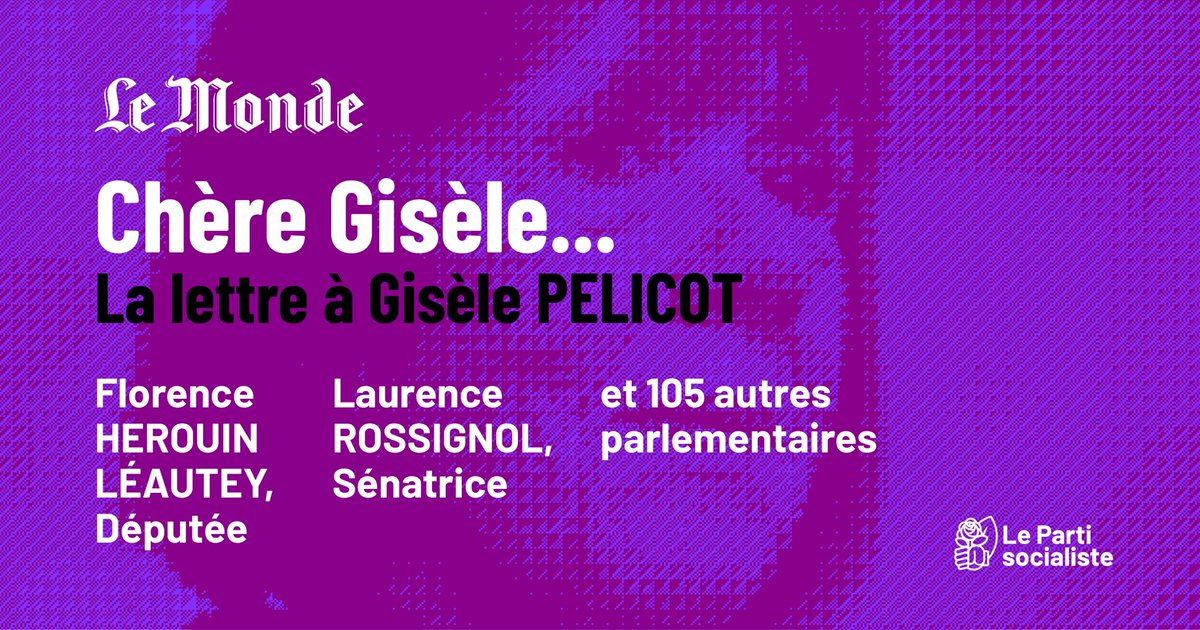 Parti socialiste (@partisocialiste) on Twitter photo 🗞️ Tribune | Procès de Mazan : « Nous, parlementaires socialistes, demandons à mettre fin au mythe du devoir conjugal » par <a href="/Fleautey/">Florence Hérouin Léautey</a>, <a href="/laurossignol/">Laurence Rossignol</a> et 105 parlementaires socialistes
« Chère Gisèle Pélicot, votre courage est immense. »
→ lemonde.fr/idees/article/… 🗞️ Tribune | Procès de Mazan : « Nous, parlementaires socialistes, demandons à mettre fin au mythe du devoir conjugal » par <a href="/Fleautey/">Florence Hérouin Léautey</a>, <a href="/laurossignol/">Laurence Rossignol</a> et 105 parlementaires socialistes
« Chère Gisèle Pélicot, votre courage est immense. »
→ lemonde.fr/idees/article/…