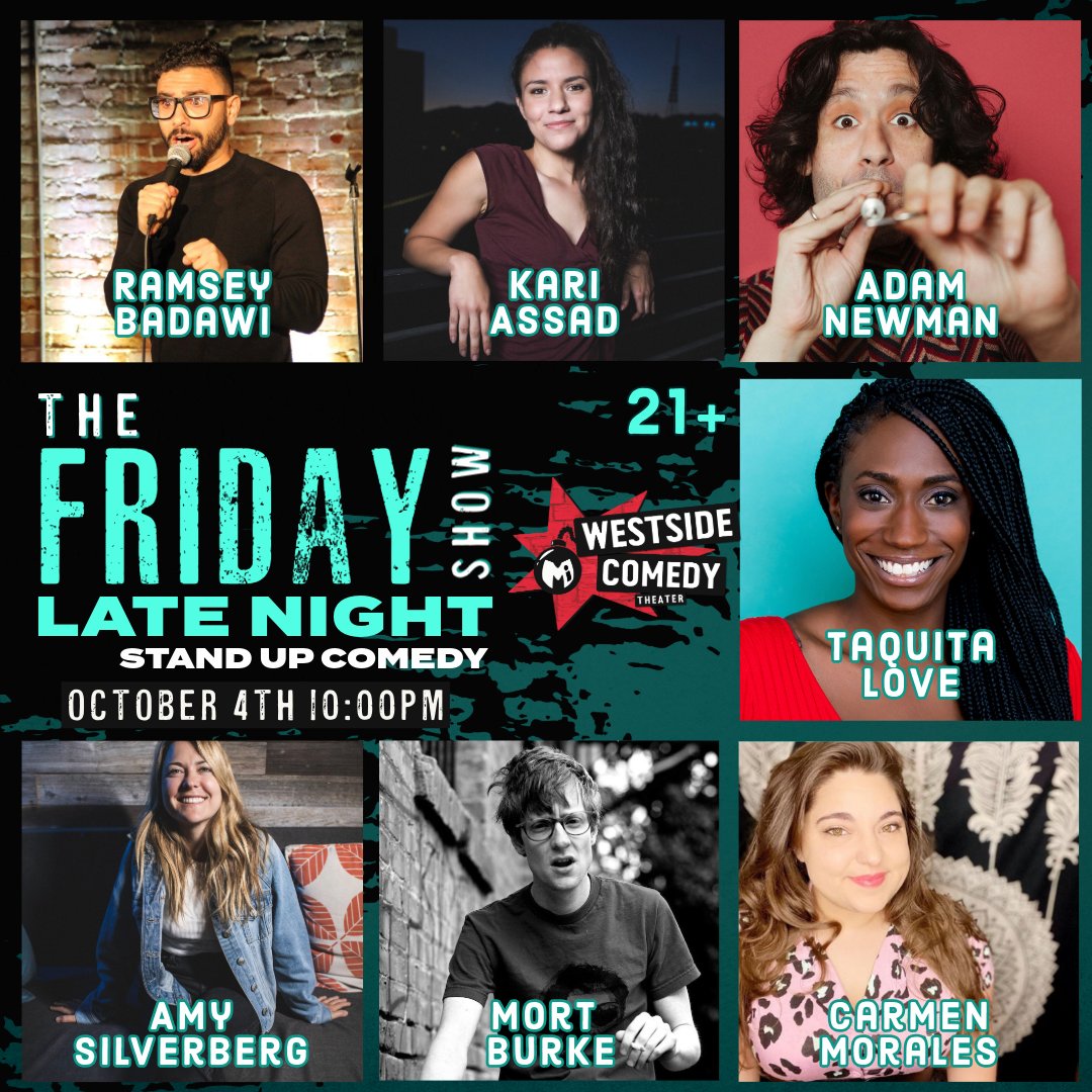 Soooo many good comics at Westside tonight! 🎟 Get your tickets now at westsidecomedy.com.

<a href="/ryanoflan/">Ryan O’Flanagan</a> <a href="/Toripiskin/">Tori Piskin</a> <a href="/RellBattle/">Rell Battle</a> <a href="/GregFitzShow/">Greg Fitzsimmons</a> <a href="/MaceyIsaacs/">Macey Isaacs</a> <a href="/ramsbad/">ramsey badawi</a> <a href="/kariassad/">elon musk is my father</a> <a href="/taqweet/">Taquita Love</a> <a href="/AmySilverberg/">Amy Silverberg</a> <a href="/MortBurke/">Mort Burke</a> <a href="/TheFunnyCarmen/">Carmen Morales</a> <a href="/thecomedybureau/">Comedy Bureau</a> #santamonica #standup #LosAngeles
