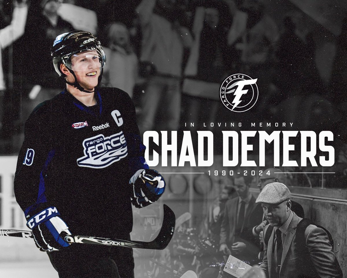 It’s with great sadness that we mourn the loss of former Fargo Force player and coach, Chad Demers.

Our thoughts and prayers are with the Demers Family during this incredibly difficult time.🤍🖤