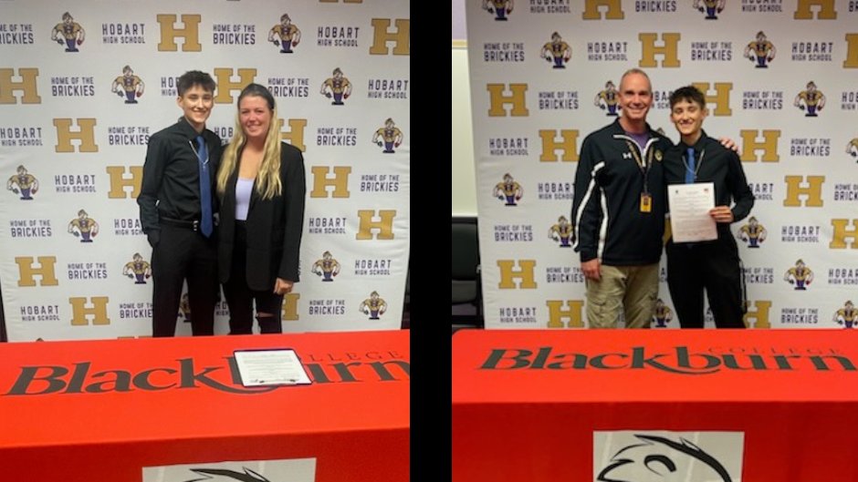 AthleticsHobart's tweet photo. Congratulations to Brooke Cawthon for signing with Blackburn College to continue her education and volleyball career. Hard work pays off! Way to #BEOP!
#BrickieUp #BrickiePride #BrickieClassof2025 https://t.co/VcRt2vY31a