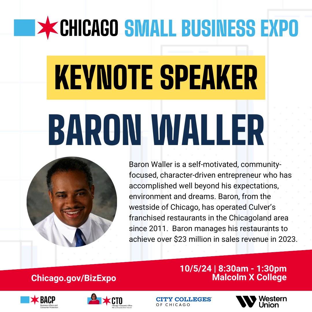 TOMORROW: BACP's final #ChiSmallBizExpo of the year will be taking place Oct 5 at Malcolm X College!

This award-winning expo series offers business resources, workshops &amp; networking opportunities for Chicago’s small business community. Register now: Chicago.gov/BizExpo