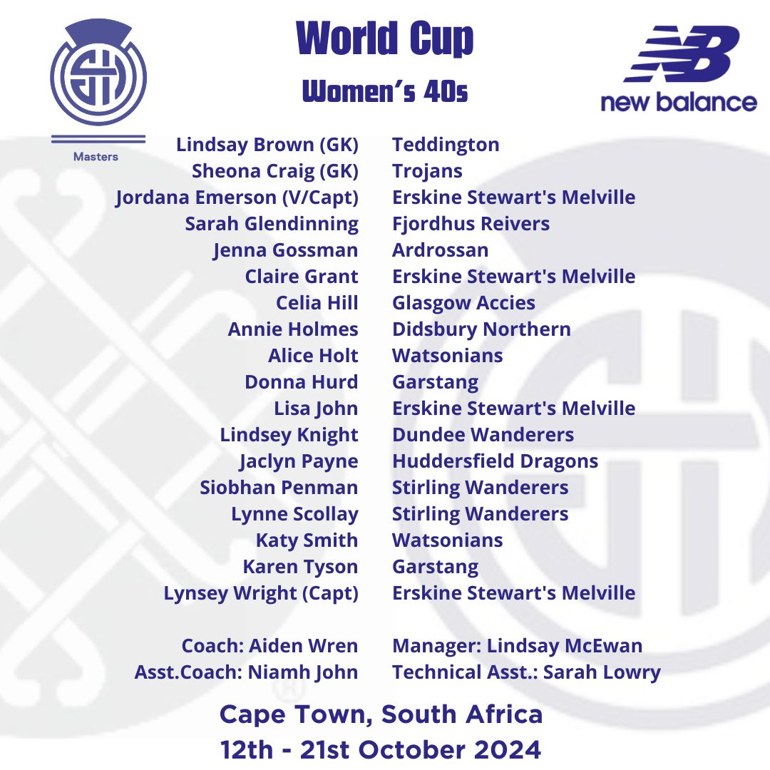 Scottish Masters Hockey (@scotlandmaster1) on Twitter photo 📢Squad announcement📢
Drum roll for your final squad taking part in <a href="/Wrld_Mstrs_Hcky/">World Masters Hockey</a> World Cup in South Africa 🥁
Your women's 40s. Go smash it lassies!
<a href="/TeddingtonHC/">Teddington Hockey Club</a> <a href="/trojanshc/">TrojansHockey</a> <a href="/esmhockey/">ESM Hockey Club</a> <a href="/FjordhusReivers/">Fjordhus Reivers</a> <a href="/GALadiesHockey/">GlasgowAcciesHockey</a> <a href="/DidsburyHockey/">DNHC</a> <a href="/WatsonianHockey/">The Watsonian Hockey Club</a> <a href="/GarstangHockey/">Garstang Hockey</a> 📢Squad announcement📢
Drum roll for your final squad taking part in <a href="/Wrld_Mstrs_Hcky/">World Masters Hockey</a> World Cup in South Africa 🥁
Your women's 40s. Go smash it lassies!
<a href="/TeddingtonHC/">Teddington Hockey Club</a> <a href="/trojanshc/">TrojansHockey</a> <a href="/esmhockey/">ESM Hockey Club</a> <a href="/FjordhusReivers/">Fjordhus Reivers</a> <a href="/GALadiesHockey/">GlasgowAcciesHockey</a> <a href="/DidsburyHockey/">DNHC</a> <a href="/WatsonianHockey/">The Watsonian Hockey Club</a> <a href="/GarstangHockey/">Garstang Hockey</a>