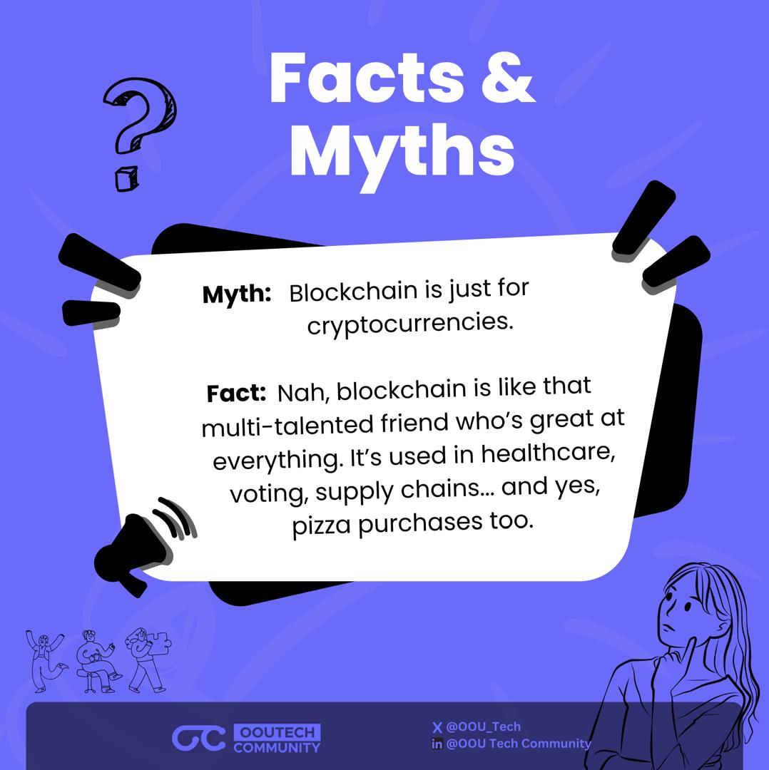 OOU_Tech's tweet image. Debunking Myth about Blockchain just being about crypto 😮‍💨

Guess what? Blockchain isn’t just chillin’ with crypto. It’s busy taking over healthcare, voting, and even pizza deliveries! 🍕 What&apos;s the craziest thing you’ve seen blockchain do? #BlockchainTwist
##OOUTECHCOMMUNITY