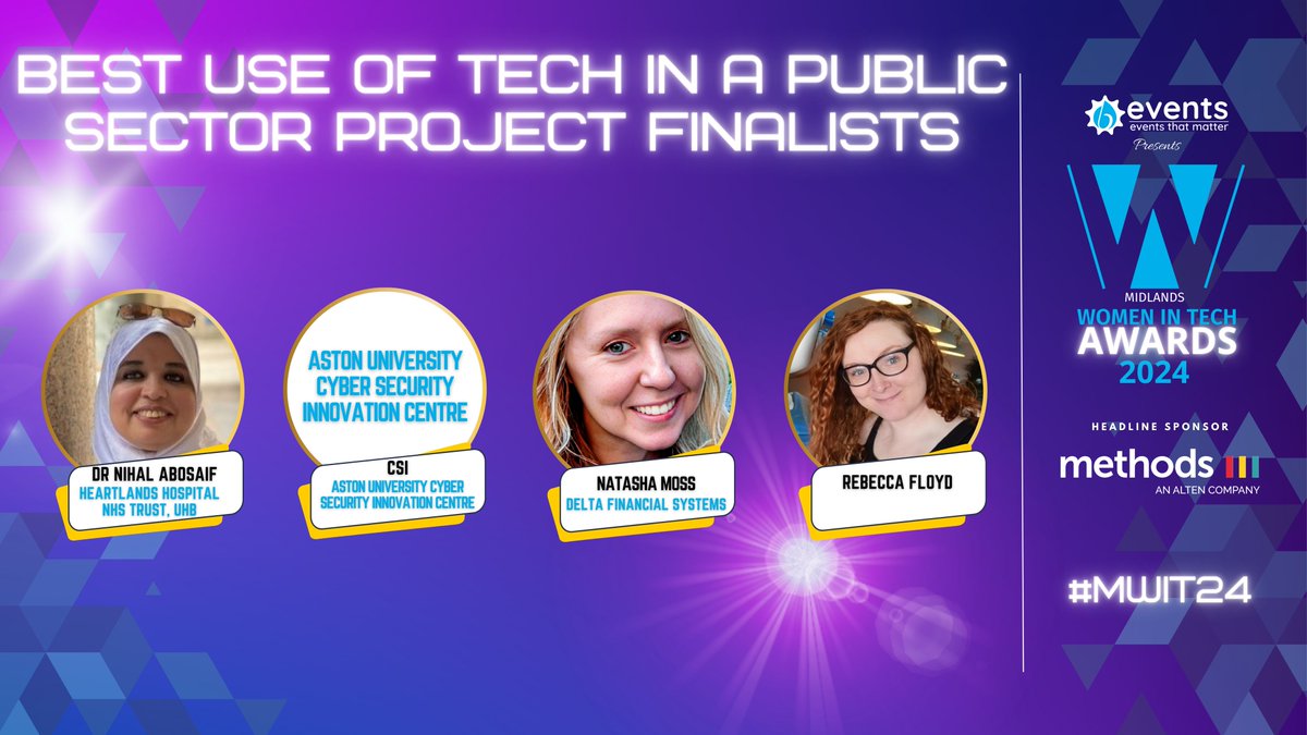 Women In Tech Awards (@witawards) on Twitter photo Best of luck to all our finalists tonight in the #Public #Project category
#MWIT24
Support by <a href="/MethodsDigital/">Methods</a> <a href="/MyBCU/">Birmingham City University</a> <a href="/SCC_UK/">SCC</a> <a href="/NTTDATA/">NTT DATA (Official)</a> <a href="/NTT_DATA_UK/">NTT DATA UK</a> @beventspresents Best of luck to all our finalists tonight in the #Public #Project category
#MWIT24
Support by <a href="/MethodsDigital/">Methods</a> <a href="/MyBCU/">Birmingham City University</a> <a href="/SCC_UK/">SCC</a> <a href="/NTTDATA/">NTT DATA (Official)</a> <a href="/NTT_DATA_UK/">NTT DATA UK</a> @beventspresents