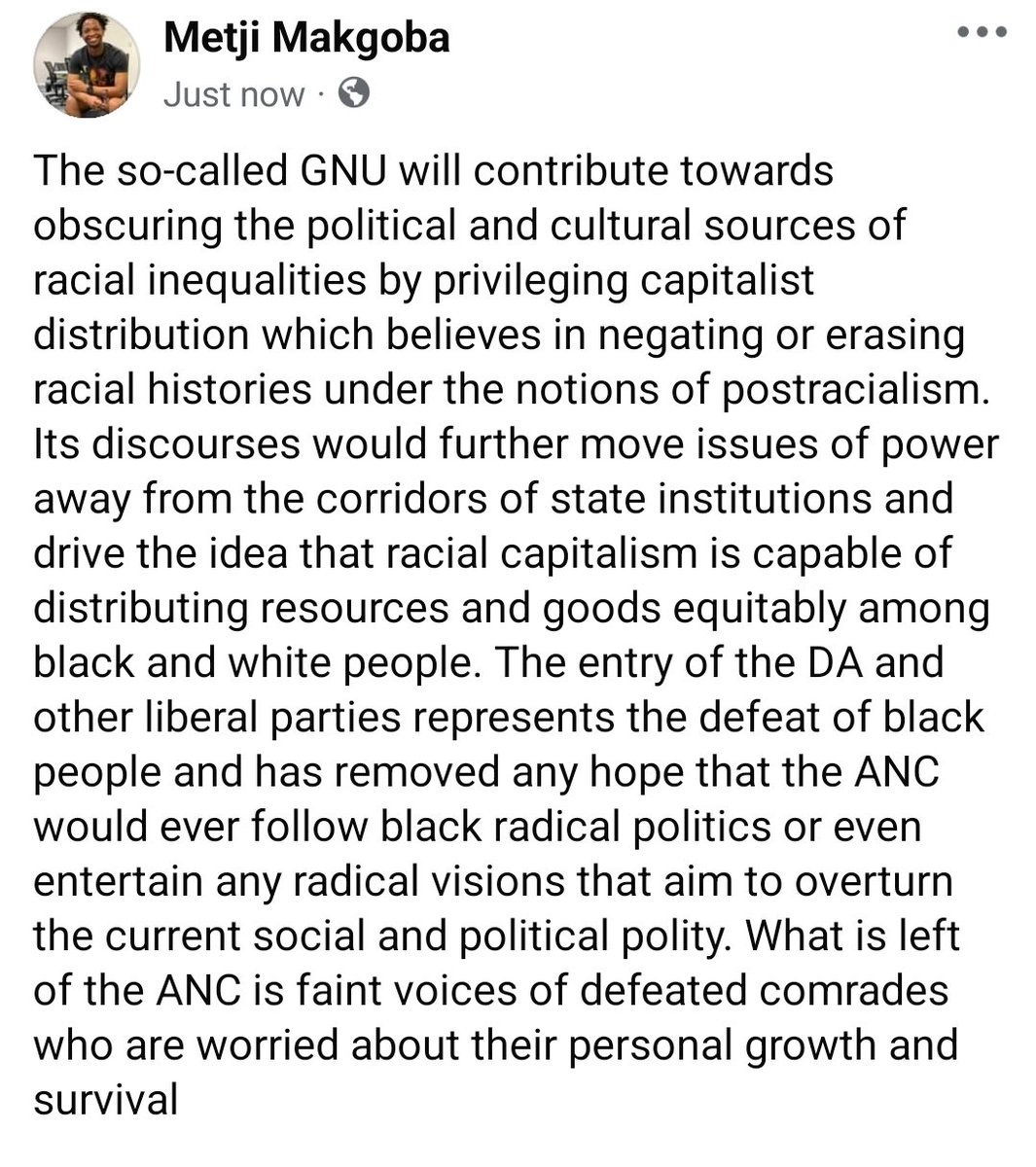 The GNU has strengthened the Charterism