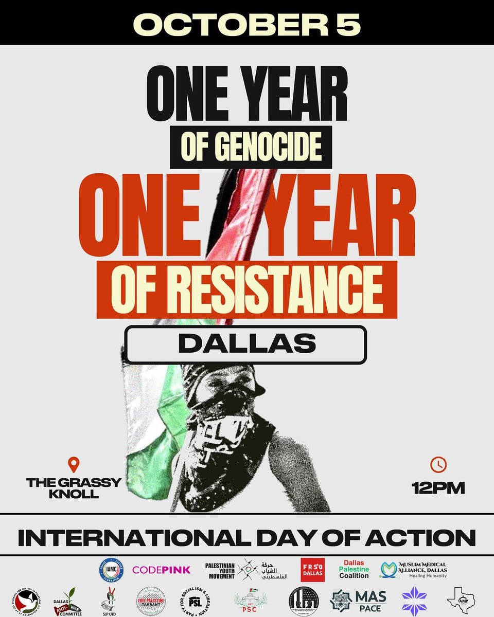 🗓️ TOMORROW, October 5ᵗʰ
⏰ 12PM 📍The Grassy Knoll, Dallas

Hands Off Lebanon!

📢 The US cannot hide behind
A puppet state to do its crimes!

📢 From Vietnam to Palestine,
We won't fall for U.S. lies!

📢 Israel preys on Jewish lives,
for US proxy-genocide!