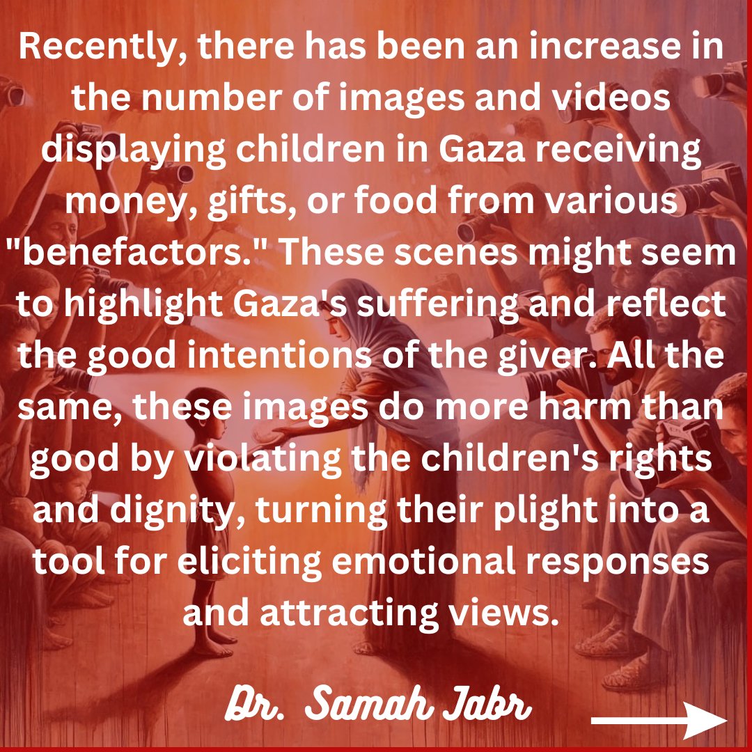 DrSamahJabr's tweet photo. "A Humiliating Charity: How Scenes of Aid Distribution Violate the Dignity of Gaza's Children"
Dr. Samah Jabr
#GoFundMe https://t.co/qv4XrSB1U6