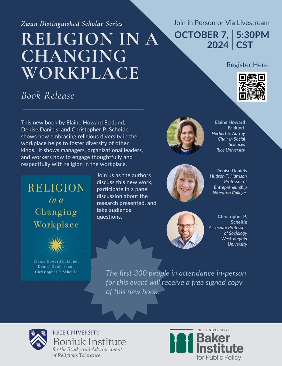 BoniukInstitute's tweet photo. The new book "Religion in a Changing Workplace"-based on BI research-is now available from @OxUniPress . Join the authors on Oct 7th to learn more about engaging with religion at work: https://t.co/9Ry6atrrUM. #BoniukInstitute #ReligiousPluralism https://t.co/3Dlqnjlftp