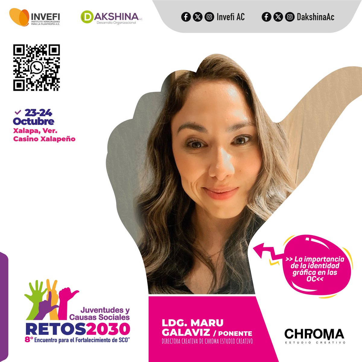 🎶 Mira lo que se avecina a la vuelta de la esquina... ¡Viene Maru Galaviz con todo su talento para hablar sobre identidad gráfica en las OSC! 🙌✨

¡Vamos a construir juntos una identidad que transforme! 💡🔥
#Retos2030  
#JuventudesyCausasSociales
#8voEncuentroSCO