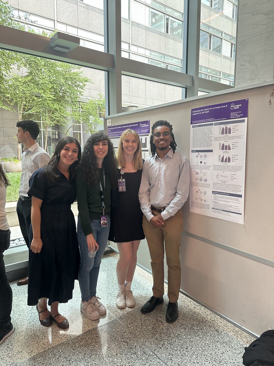 This summer, Devon joined the lab as part of the NYU Summer Undergraduate Research Program. He worked with Nicole on understanding how different strains of LACV affect cell death and presented a fantastic poster! We loved having him and can't wait to see what he accomplishes!!