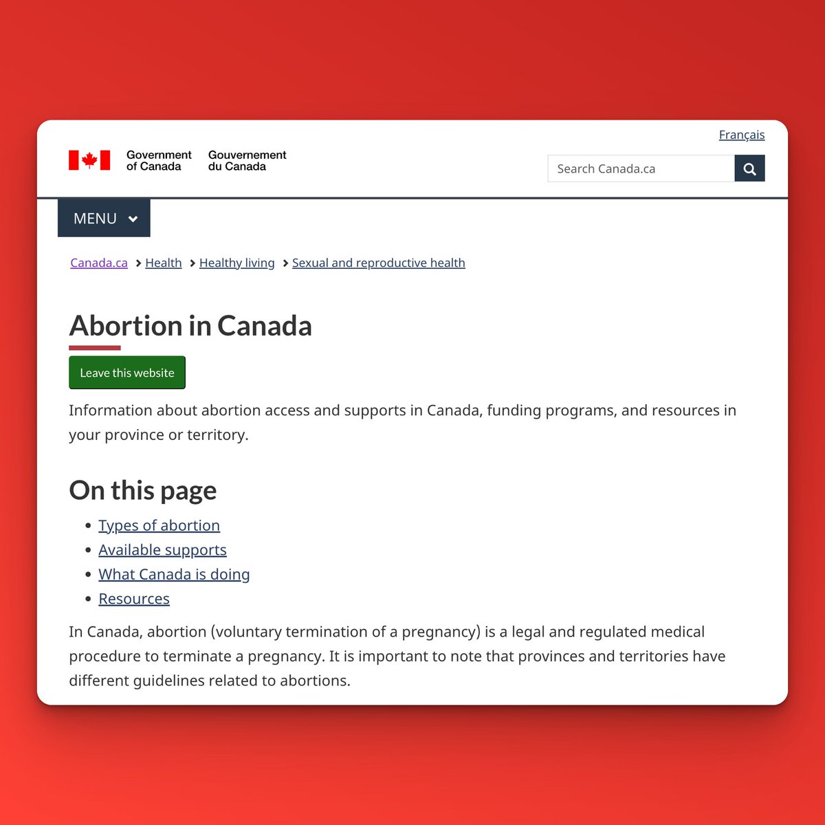 markhollandCA's tweet image. Everyone in Canada deserves access to safe reproductive health care, including abortion services.

We’ve launched an Abortion services portal so Canadians have the information they need.

Find out more ⬇️
canada.ca/en/public-heal…