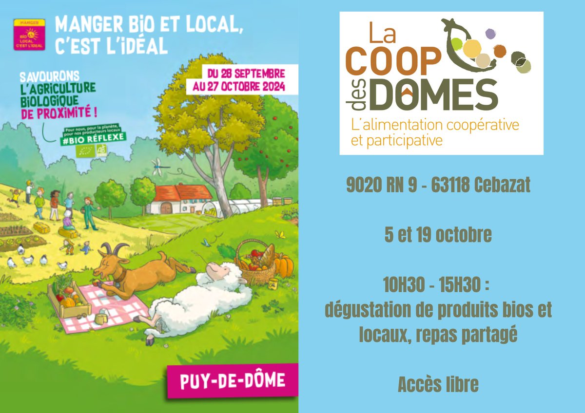 Manger bio et local, c'est l'idéal - nous participons !

Venez découvrir notre magasin et ses nombreux produits bio et locaux le 5 et 19 octobre de 10h30 à 15h30, nous vous préparons un accueil chaleureux et délicieux 😋