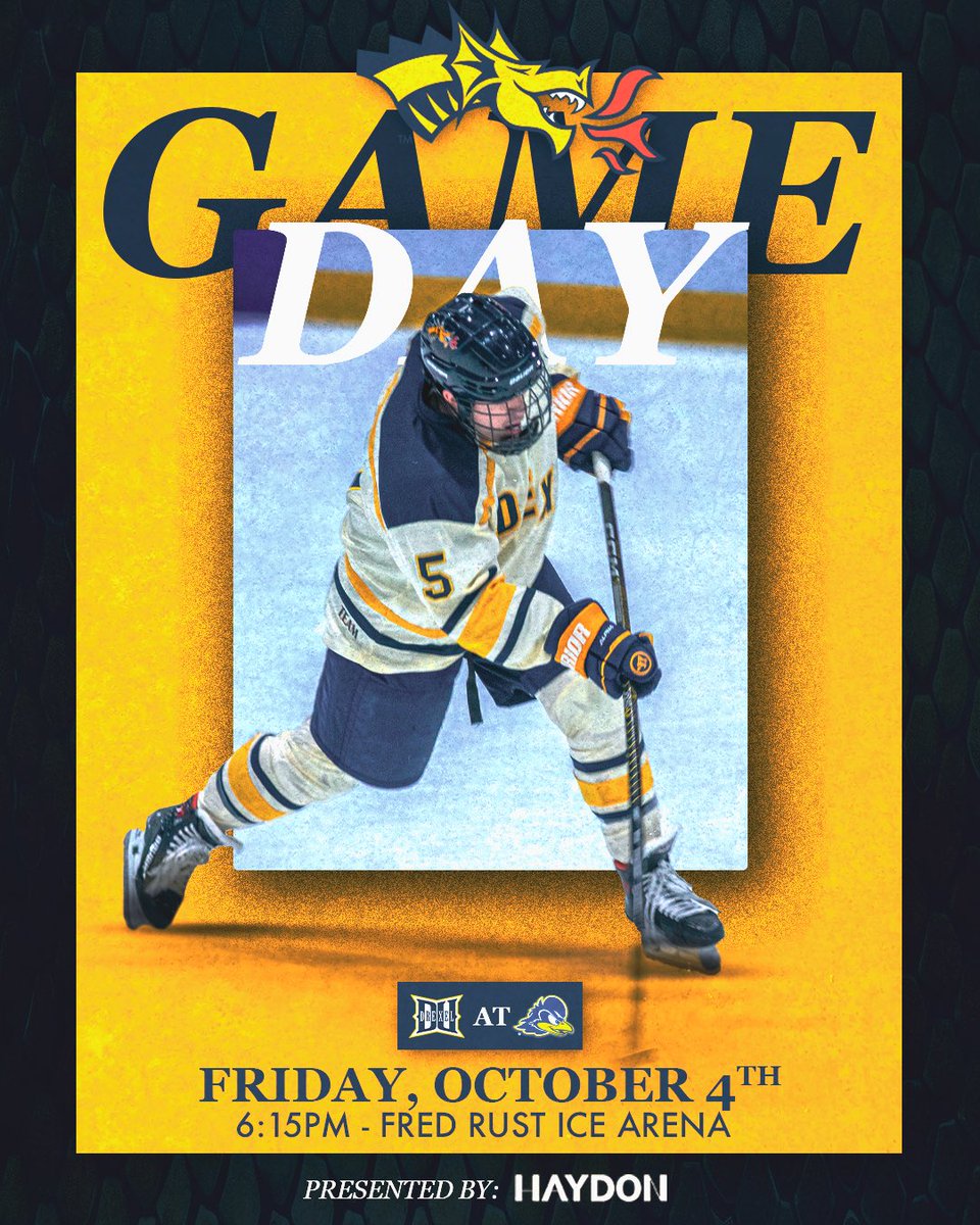 ‼️GAMEDAY‼️ 
 
🆚: @udhockeyd2 
⏰: 6:15 PM
📍: Fred Rust Arena
📺: the412 (Youtube)

#rolldrags🐉