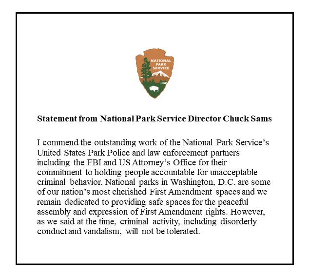 Statement from National Park Service Director Chuck Sams

justice.gov/usao-dc/pr/pro…