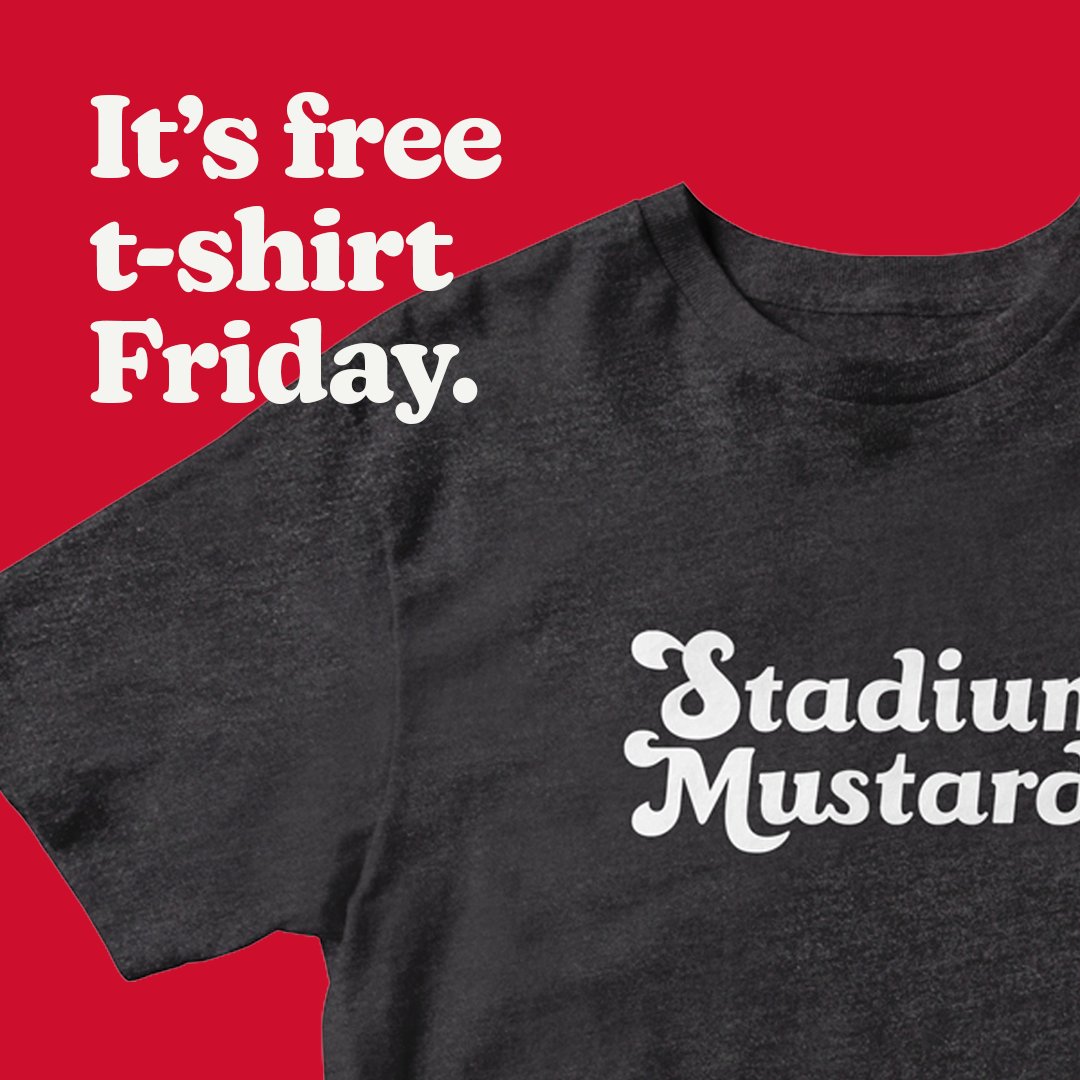 Stadium_Mustard's tweet photo. October is here and the football season is in full swing - time for a Stadium Mustard t-shirt giveaway!

Simply retweet and ❤️ this post to enter.

Increase your chances by posting a photo of your pregame tailgate party - serving Stadium Mustard of course!

Good luck! https://t.co/zY7gQxJSOp