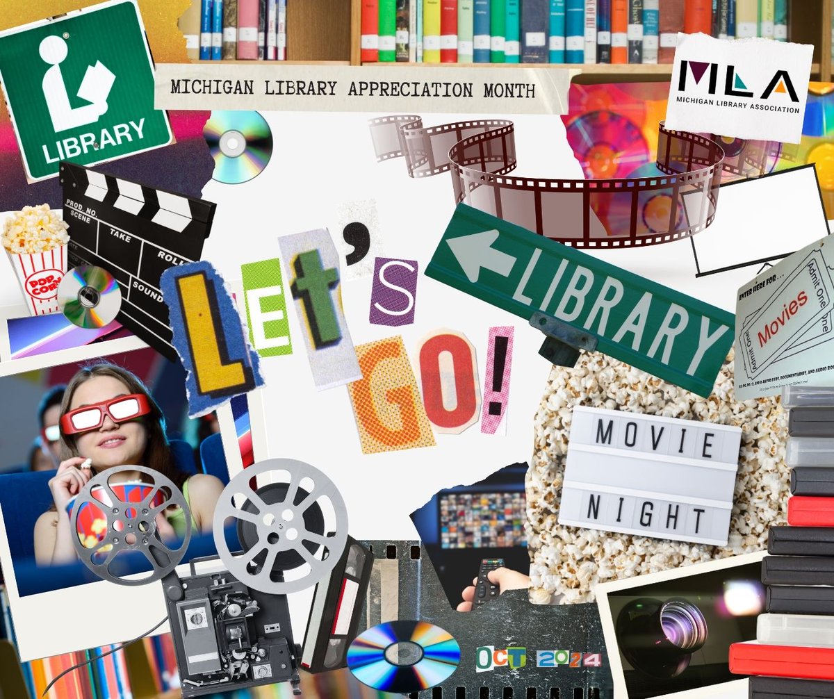 MLAoffice's tweet image. 🍿🎬Friday movie night? Let’s go to the library and check out some movies! #LetsGOLibrary #LoveMILibraries #MILibraryMonth