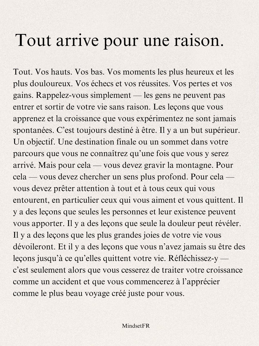 Tout arrive pour une raison !