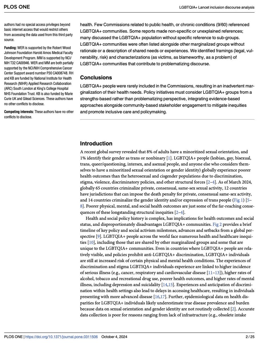 Billy Rosa, PhD, MBE, APRN (@billyrosaphd) on Twitter photo 🏳️🌈Our <a href="/PLOSONE/">PLOS One</a> paper analyzes 102 <a href="/TheLancet/">The Lancet</a> Commission reports for #LGBTQIA inclusion➡️To advance #HealthEquity, we must critically examine existing policies to do better in the future. 🔗:journals.plos.org/plosone/articl… <a href="/KaileyRoberts22/">KaileyRoberts</a> <a href="/DonnaWakefield_/">Donna Wakefield</a> <a href="/DEBraybrook/">Debbie Braybrook (she/her)</a> <a href="/RHardingCSI/">RichardHarding</a> 🏳️🌈Our <a href="/PLOSONE/">PLOS One</a> paper analyzes 102 <a href="/TheLancet/">The Lancet</a> Commission reports for #LGBTQIA inclusion➡️To advance #HealthEquity, we must critically examine existing policies to do better in the future. 🔗:journals.plos.org/plosone/articl… <a href="/KaileyRoberts22/">KaileyRoberts</a> <a href="/DonnaWakefield_/">Donna Wakefield</a> <a href="/DEBraybrook/">Debbie Braybrook (she/her)</a> <a href="/RHardingCSI/">RichardHarding</a>