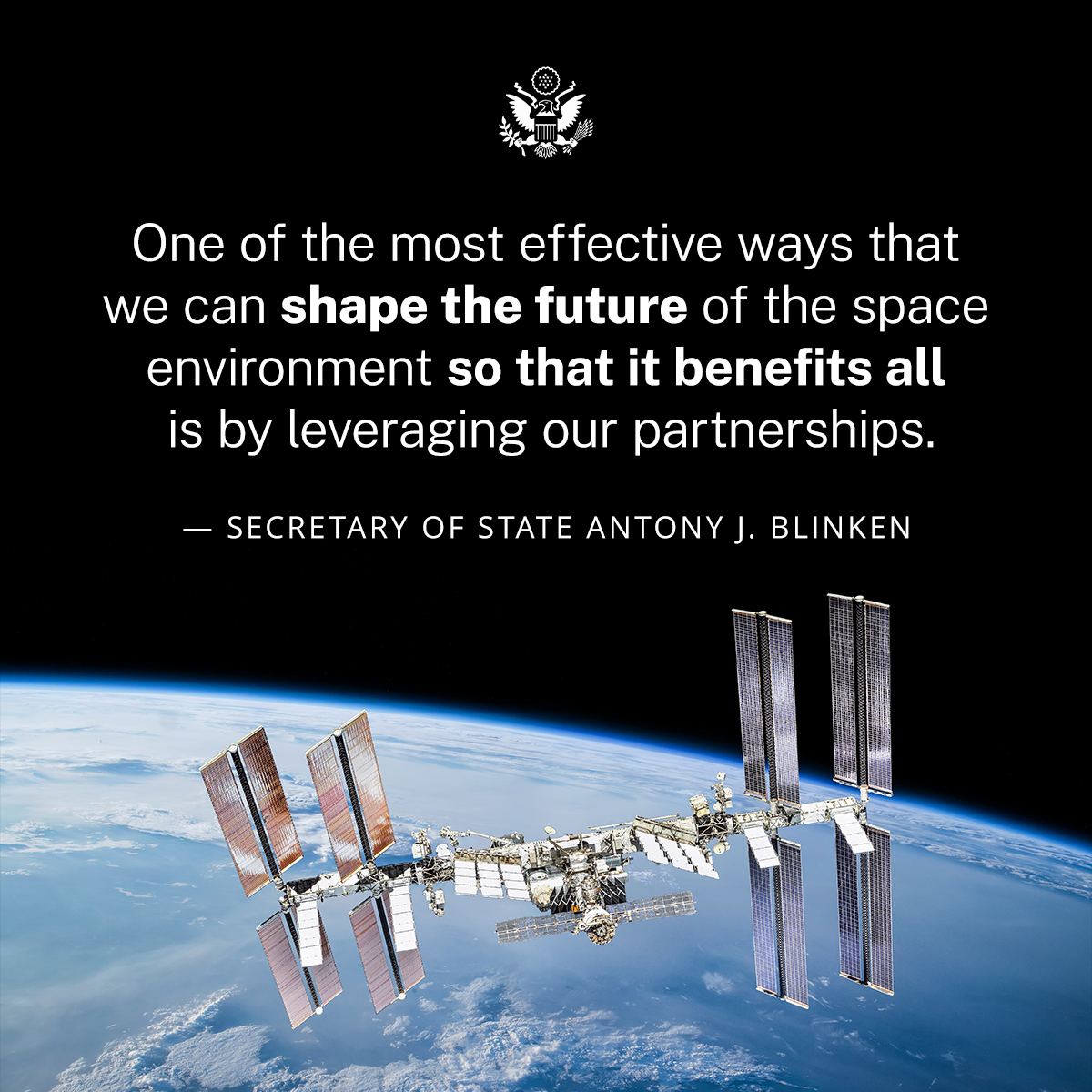 StateDept's tweet photo. Collaboration on space benefits all of us. We’ve seen that most recently with the launch of the James Webb Space Telescope and the landing of a rover on Mars – both projects that were made possible by international partnership and international collaboration. - @SecBlinken https://t.co/IoxGOz6111