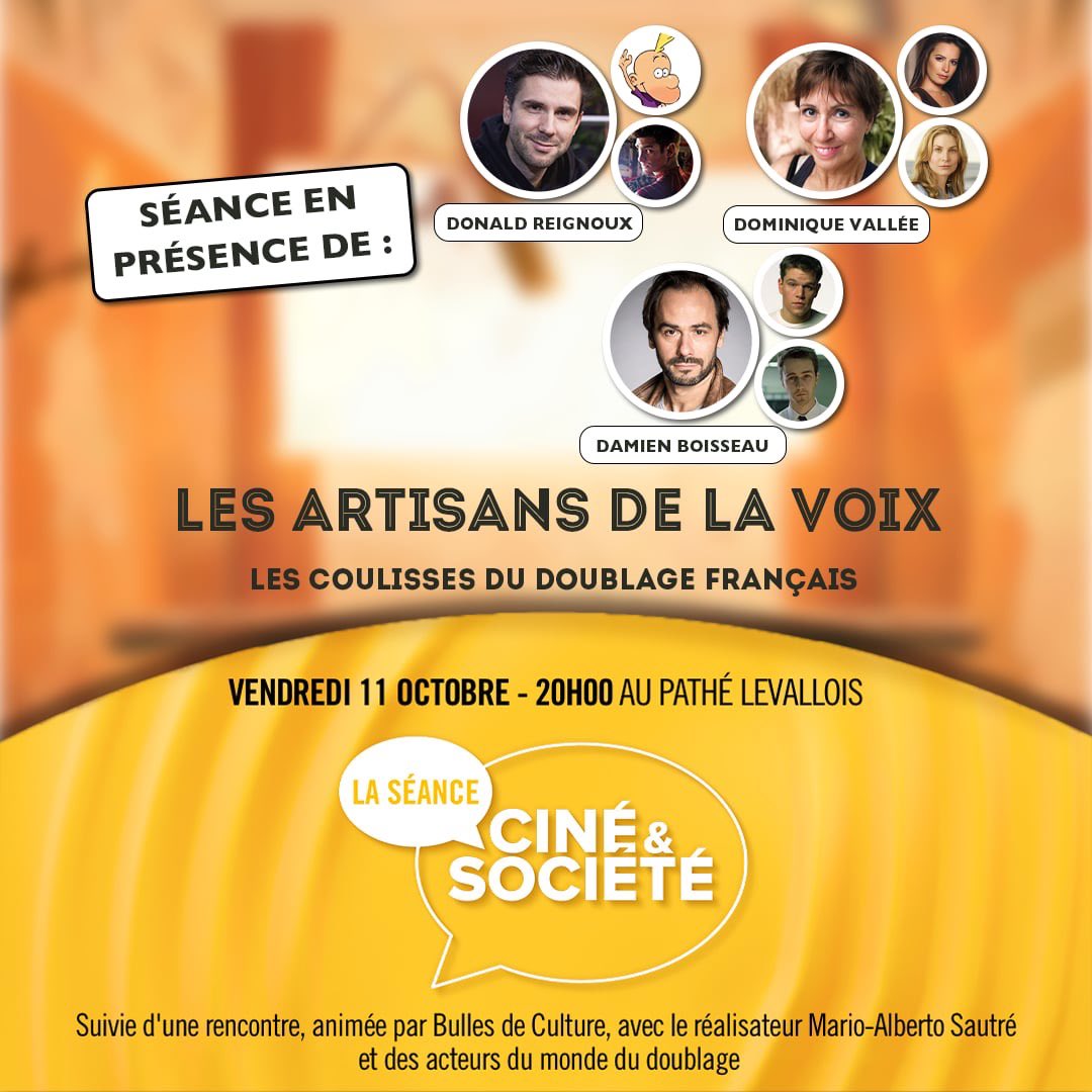 J-7 🎙️🧡

La billetterie ➡️ s.pathe.fr/fr/V3292S71978…

<a href="/MarioSautre/">Mario-Alberto SAUTRÉ // MAScope</a> <a href="/DonaldReignoux/">Donald Reignoux</a> <a href="/damienboisseau/">Damien Boisseau</a>