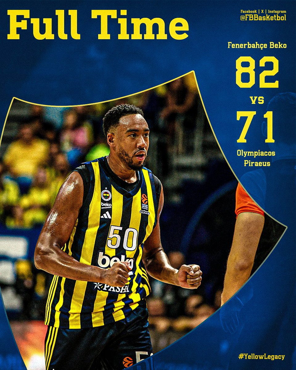 EuroLeague'de sezona galibiyetle başlıyoruz! 💛💙

Tebrikler Fenerbahçe Beko! 💪

Maç Sonucu | Fenerbahçe Beko 🆚 Olympiacos: 82-71

Skor dağılımımız: Baldwin 19, Hayes-Davis 15, Colson 10, Marjanovic 8, Sertaç 7, Melli 5, Hall 5, Birch 4, Guduric 4, Zagars 3, Pierre 2.