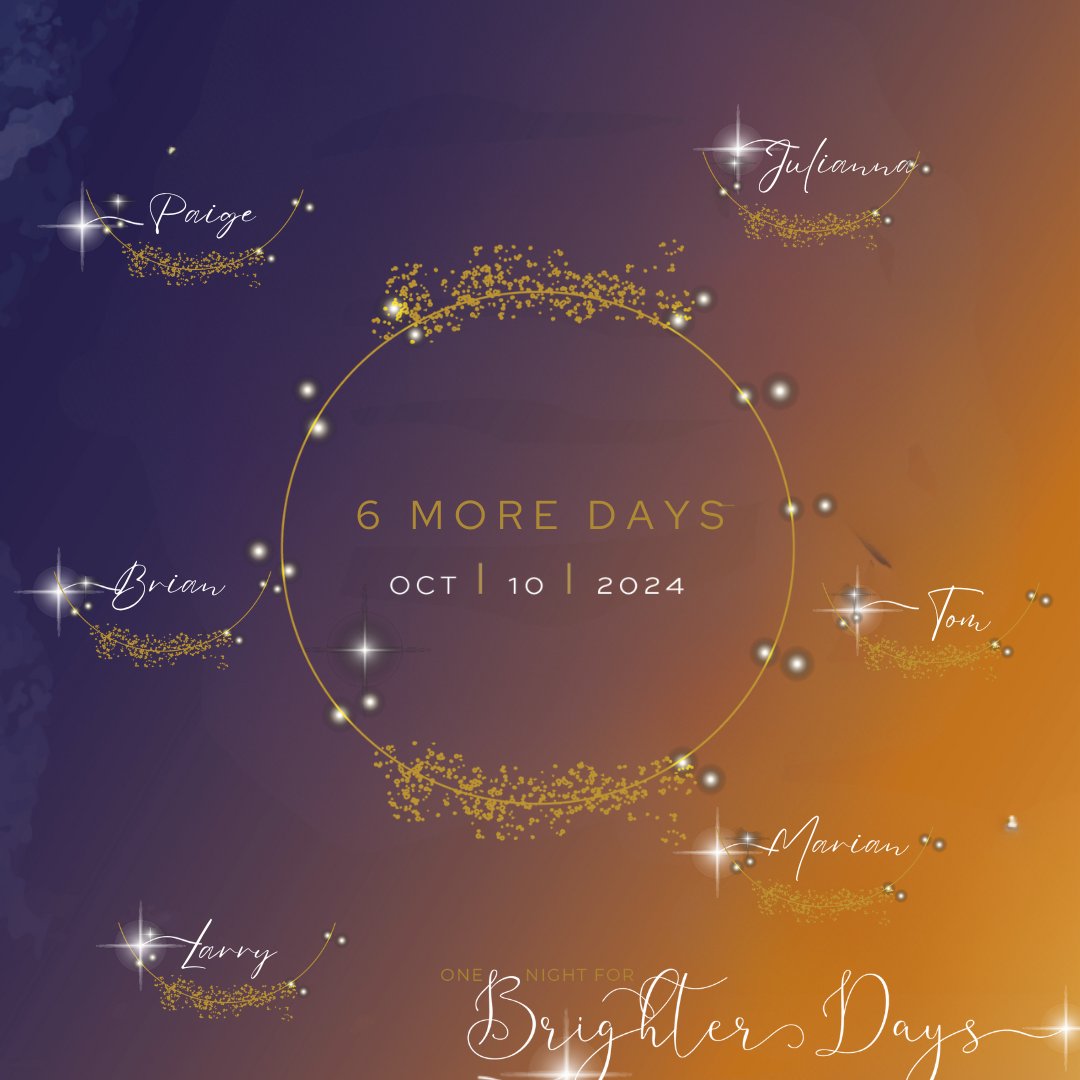 🌟 Only 6 days left until the One Night for Brighter Days Gala on Oct 10—World Mental Health Day! Hear inspiring stories of courage and healing as we come together to break the stigma around mental health. 🎟️ Tickets still available: bit.ly/4cdgE7p 💙 #EndTheStigma