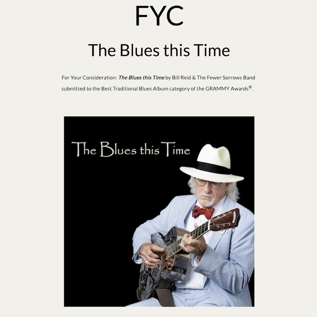 Voting's started! FYC in Traditional Blues: THE BLUES THIS TIME (Bill Reid &amp; the Fewer Sorrows Band, feat. Charlie McCoy &amp; Jeff Taylor on some tunes). If you're a voting member, please listen at fewersorrowsmusic.com/project/the-bl… and VOTE. THANK YOU!
#Grammys2025 #GRAMMYs #Grammy