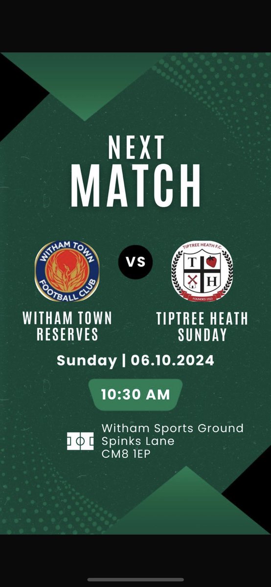Big game this Sunday as we make our debut in the county cup vs witham town! Feel free to come and support the boys, I expect a big performance and last week’s disappointing result, up the fucking Heath 🍓🟢
