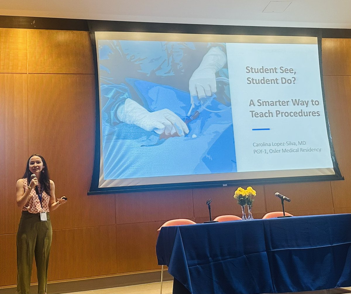 Congratulations to <a href="/OslerResidency/">The Osler Medical Residency</a> intern <a href="/carolopezsilva/">Carolina Lopez-Silva</a> on winning the Bite-sized teaching competition at the DOM Clinical and Education Retreat #strongcope 💪❤️