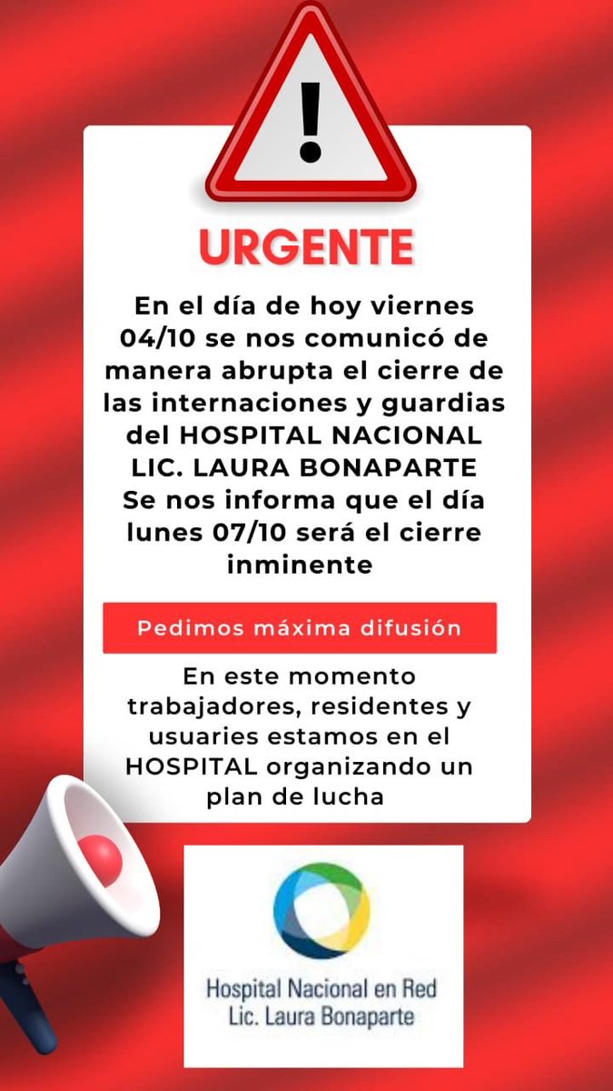 #DiarioDeMilei
DÍA 299 🚨
📌quieren cerrar el hospital nacional de salud mental
📌hay 612 trabajadores
📌atendieron a 25 mil personas en 2024
📌lo quieren CERRAR TOTALMENTE
📌no se sabe qué pasaría con los pacientes
📌los trabajadores convocan a resistir
📌máxima difusión
