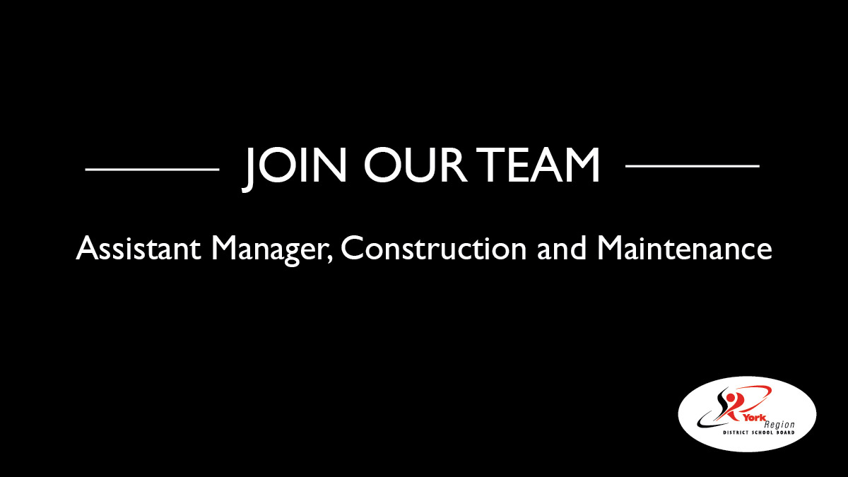 Come join the #YRDSB team as an Assistant Manager, Construction and Maintenance!

Learn more or apply now: network.applytoeducation.com/applicant/jobp…
