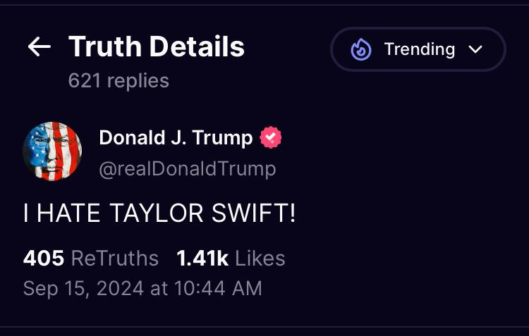 bertsch_andy's tweet photo. Taylor Swift asks people to do their own research, to vote, and says she is voting for Kamala Harris.
DJT: "I HATE TAYLOR SWIFT!"

Bruce Springsteen endorses Kamala Harris.
DJT: "I HATE BRUCE SPRINGSTEEN!"

This is what an child tantrum looks like.

Vote for adults: #HarrisWalz https://t.co/VIFThwBZfo