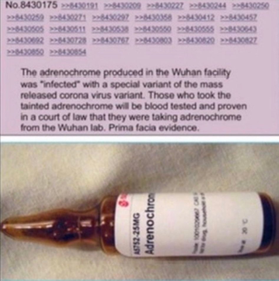 OVNIS_UFOs's tweet photo. 💥🩸⚠️🚨🇨🇳 El #adrenocromo producido en las instalaciones de #Wuhan fue “#infectado” con una variante especial de la variante del #virus #corona liberada en masa.
Aquellos que tomaron el #adrenocromo #contaminado serán sometidos a análisis de sangre y se demostrará ante un tribunal que estaban tomando 🩸#adrenocromo del laboratorio de 🇨🇳#Wuhan🔥