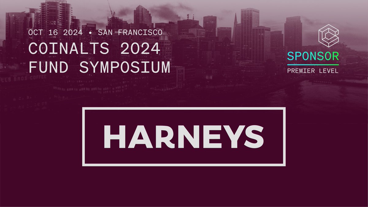 coinalts's tweet photo. We’re thrilled to announce @HarneysGlobal as a valued sponsor for this year’s @CoinAlts event! 🌟 Join us for insights into digital asset trends and networking!
🚀 #CoinAlts #Crypto #Innovation #Harneys https://t.co/av0o18Nzrs