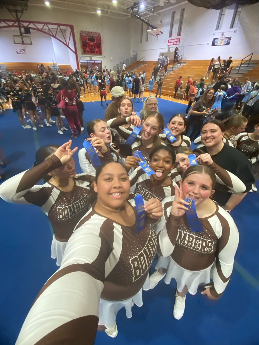 First place for modified and varsity at their first competition of the season! Go Bombers! 🤍🤎📣 <a href="/ERBombers/">ER Bombers Athletics</a> <a href="/ERUFSD/">East Rochester UFSD</a>