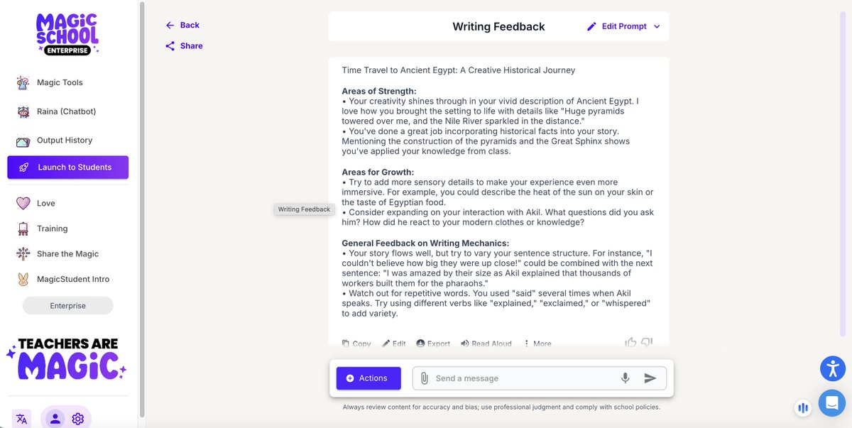 APSITDominique's tweet image. It was an exciting day in the world of EdTech! I got to show Dr. Richardson of @APS_SarahSmith the "magic" of @magicschoolai! We explored the powerful writing feedback tool and she was amazed! Can't wait to try this next week with students! 🪄 #AIinEDU #APSITInspires